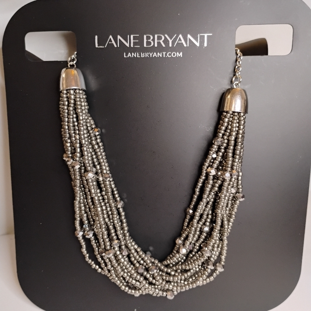 NWT Lane Bryant Silver Tone Seed Bead Multi Strand Necklace - Picture 5 of 8